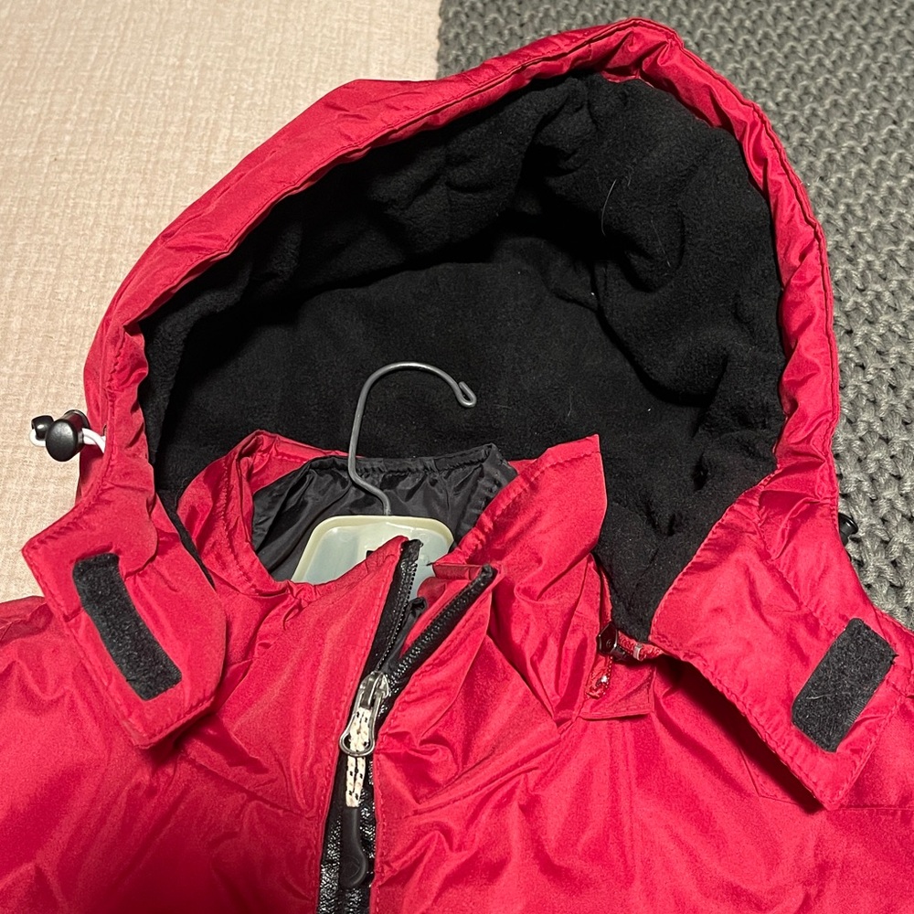 Red Puffer Jacket with double zipper revealing inner shell jacket - Picture 3 of 12